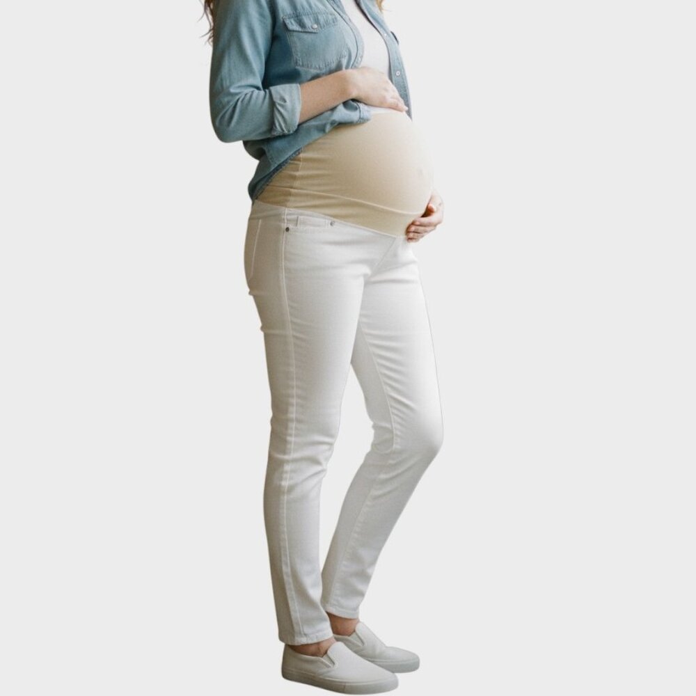 Old Navy Rockstar Maternity Jeans Womens 10 White Skinny Stretch Chic